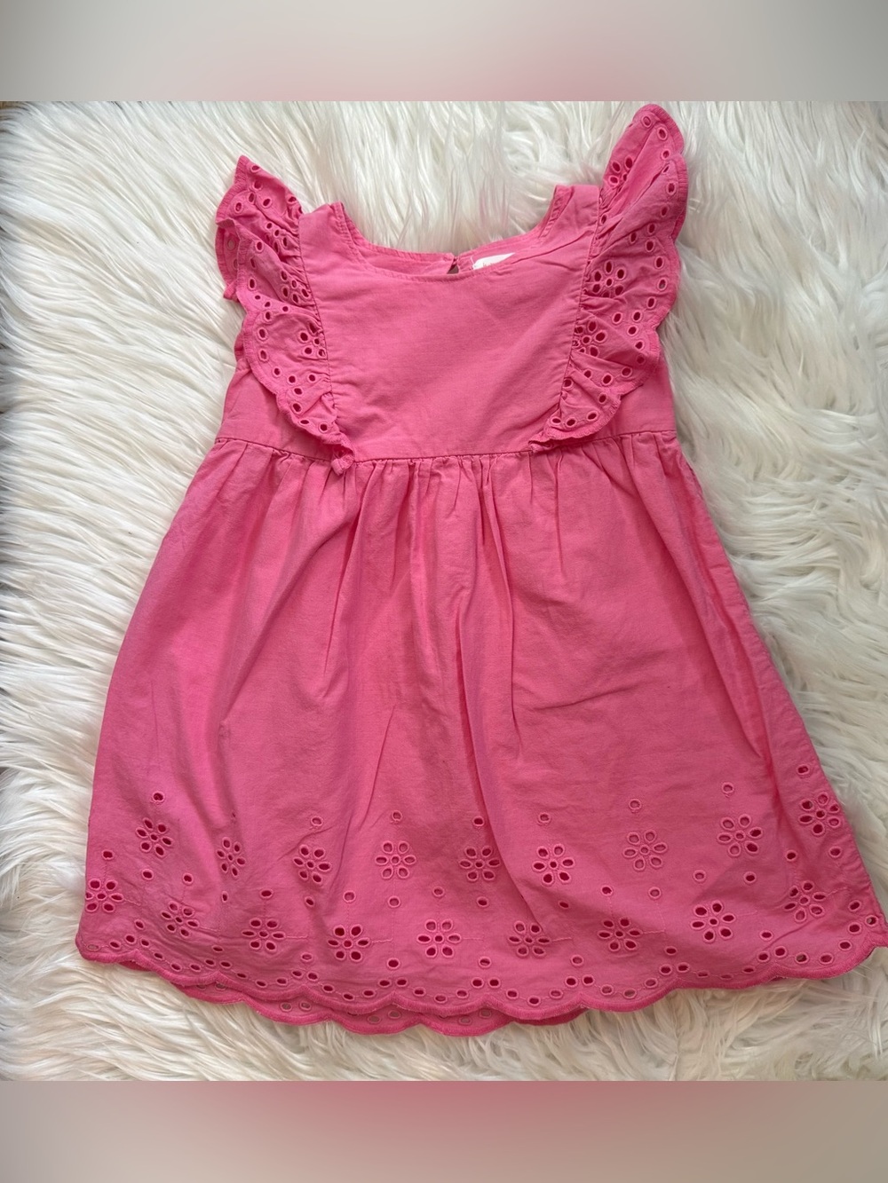 Jumping Beans Toddler Girls 18M Pink Eyelet Ruffle Flutter Sleeve Dress